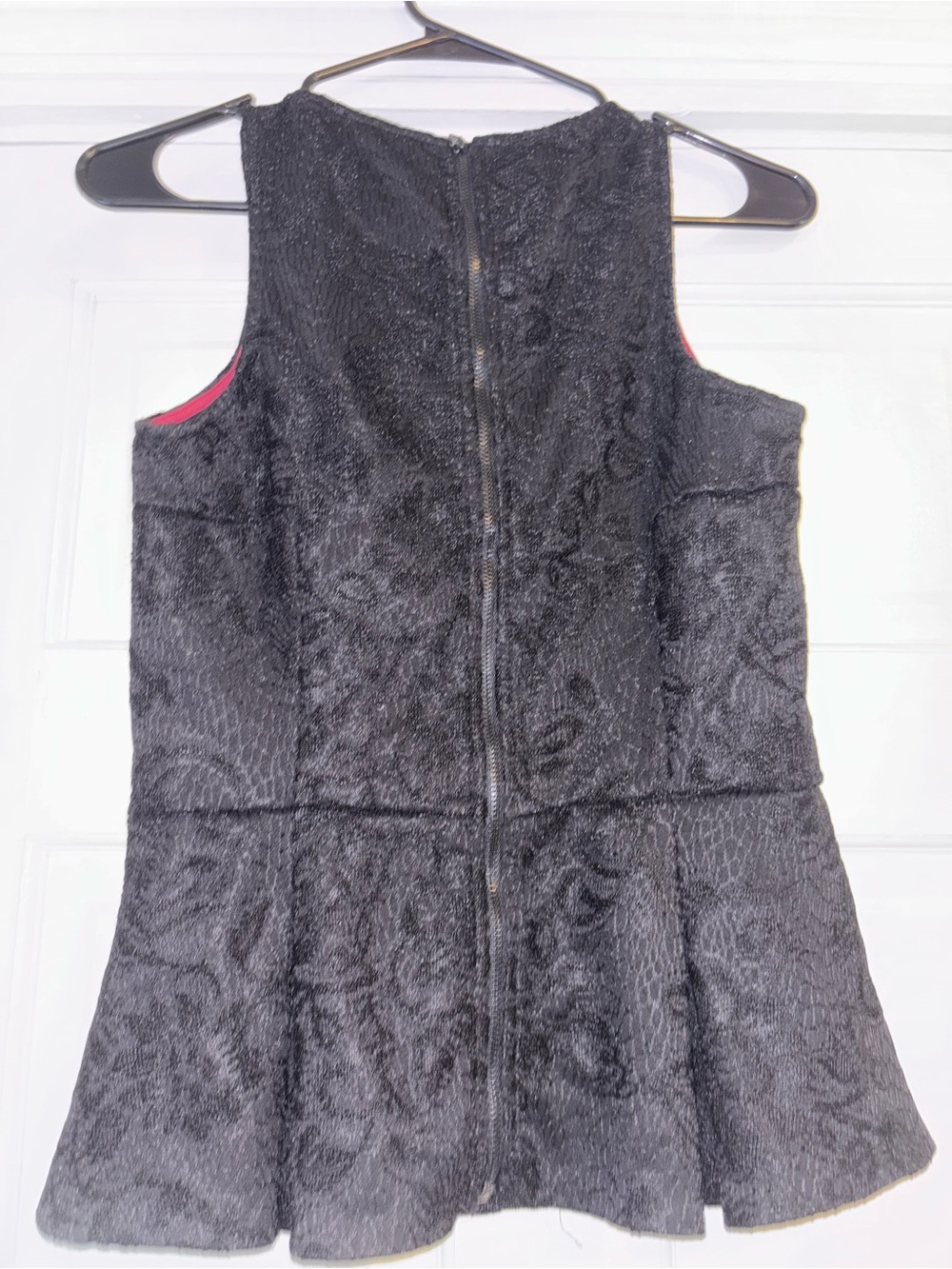 Armani Exchange Black Textured Peplum Dress with Pink Lining